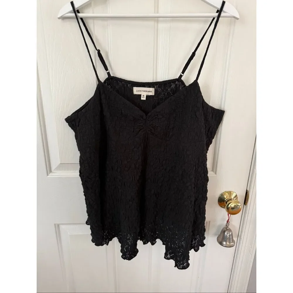 Lucky Brand Black Textured Stretch Swing Tank sz XXL - Picture 1 of 10